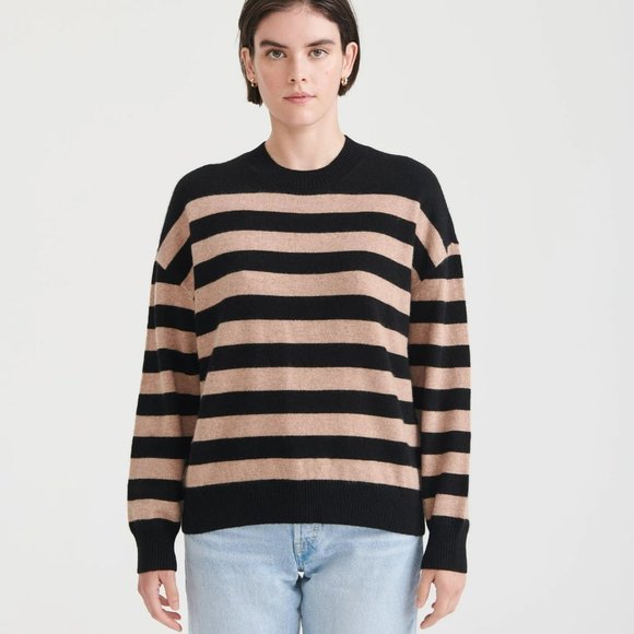Nadaam Signature Cashmere Striped Crewneck Sweater - Picture 5 of 6